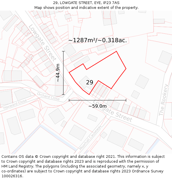 29, LOWGATE STREET, EYE, IP23 7AS: Plot and title map