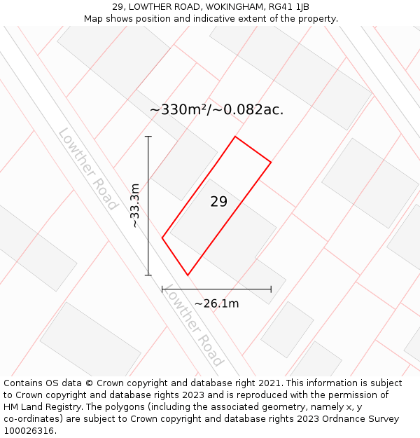 29, LOWTHER ROAD, WOKINGHAM, RG41 1JB: Plot and title map