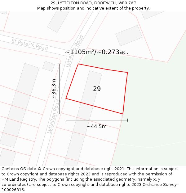 29, LYTTELTON ROAD, DROITWICH, WR9 7AB: Plot and title map