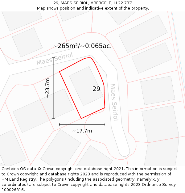 29, MAES SEIRIOL, ABERGELE, LL22 7RZ: Plot and title map