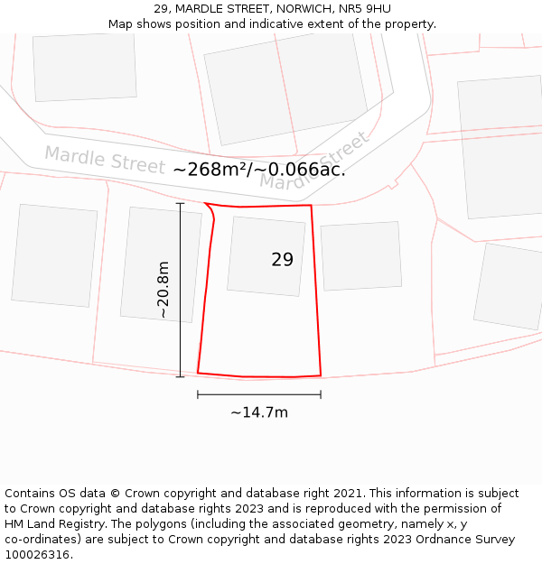 29, MARDLE STREET, NORWICH, NR5 9HU: Plot and title map