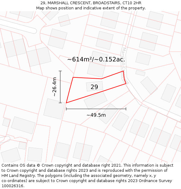 29, MARSHALL CRESCENT, BROADSTAIRS, CT10 2HR: Plot and title map