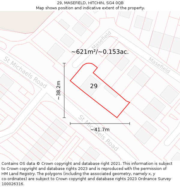 29, MASEFIELD, HITCHIN, SG4 0QB: Plot and title map