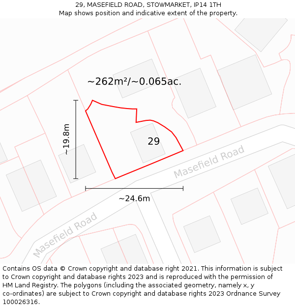 29, MASEFIELD ROAD, STOWMARKET, IP14 1TH: Plot and title map