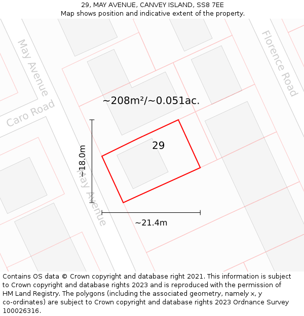 29, MAY AVENUE, CANVEY ISLAND, SS8 7EE: Plot and title map