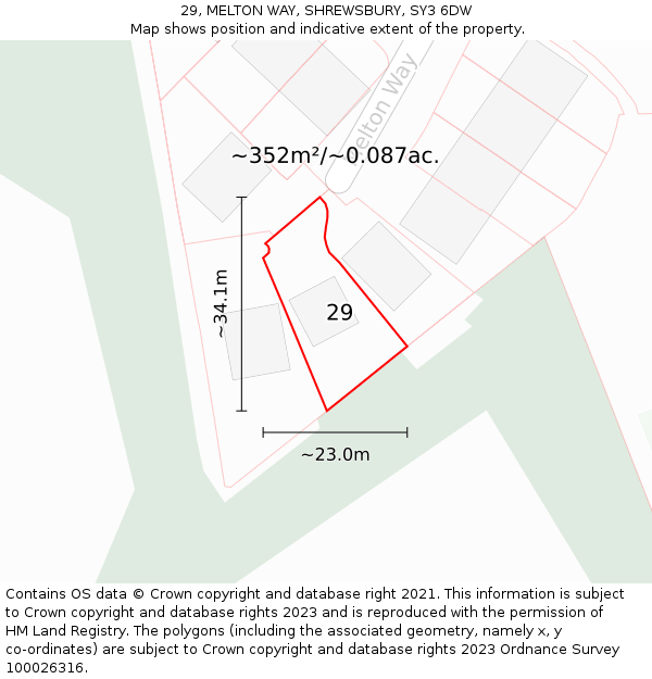 29, MELTON WAY, SHREWSBURY, SY3 6DW: Plot and title map