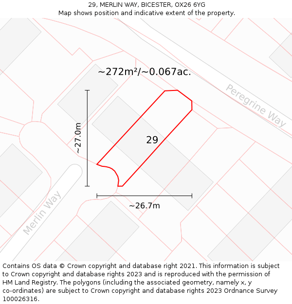 29, MERLIN WAY, BICESTER, OX26 6YG: Plot and title map