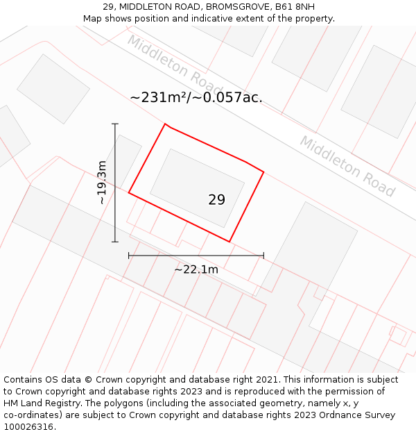 29, MIDDLETON ROAD, BROMSGROVE, B61 8NH: Plot and title map