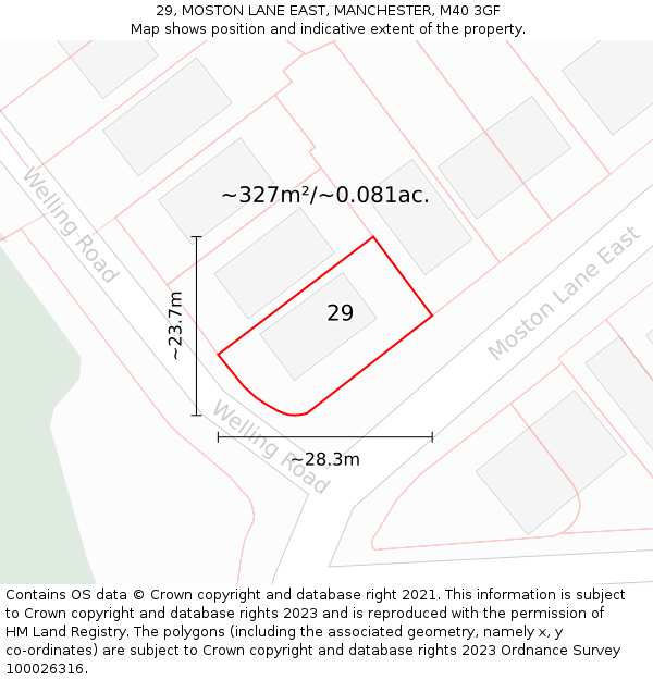 29, MOSTON LANE EAST, MANCHESTER, M40 3GF: Plot and title map