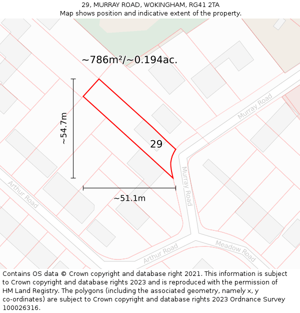 29, MURRAY ROAD, WOKINGHAM, RG41 2TA: Plot and title map