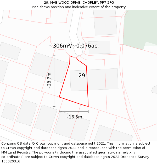 29, NAB WOOD DRIVE, CHORLEY, PR7 2FG: Plot and title map