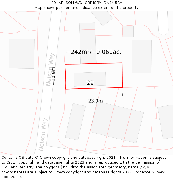 29, NELSON WAY, GRIMSBY, DN34 5RA: Plot and title map