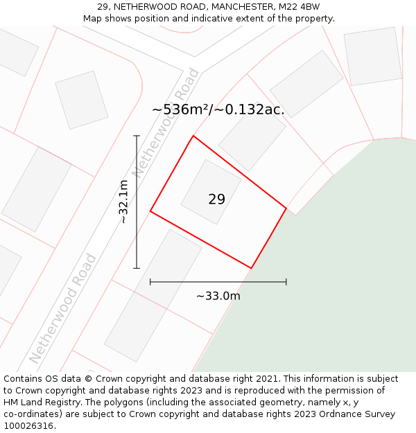 29, NETHERWOOD ROAD, MANCHESTER, M22 4BW: Plot and title map