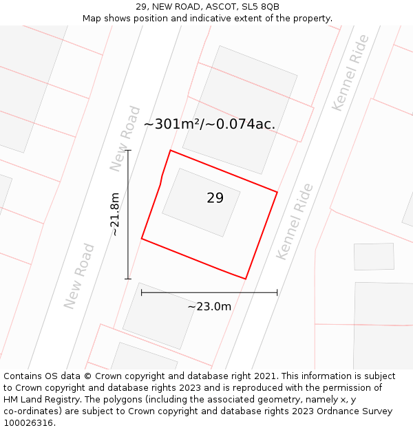 29, NEW ROAD, ASCOT, SL5 8QB: Plot and title map