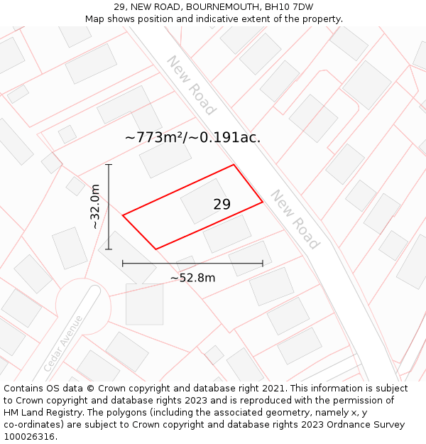 29, NEW ROAD, BOURNEMOUTH, BH10 7DW: Plot and title map