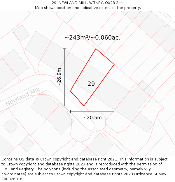 29, NEWLAND MILL, WITNEY, OX28 3HH: Plot and title map