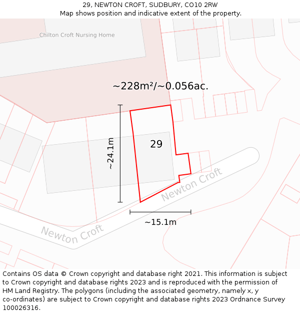 29, NEWTON CROFT, SUDBURY, CO10 2RW: Plot and title map