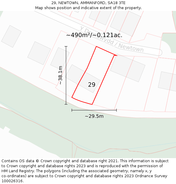 29, NEWTOWN, AMMANFORD, SA18 3TE: Plot and title map