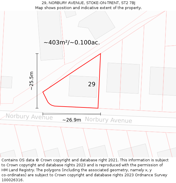 29, NORBURY AVENUE, STOKE-ON-TRENT, ST2 7BJ: Plot and title map