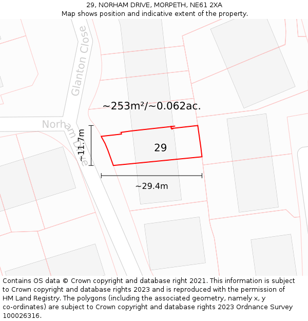 29, NORHAM DRIVE, MORPETH, NE61 2XA: Plot and title map