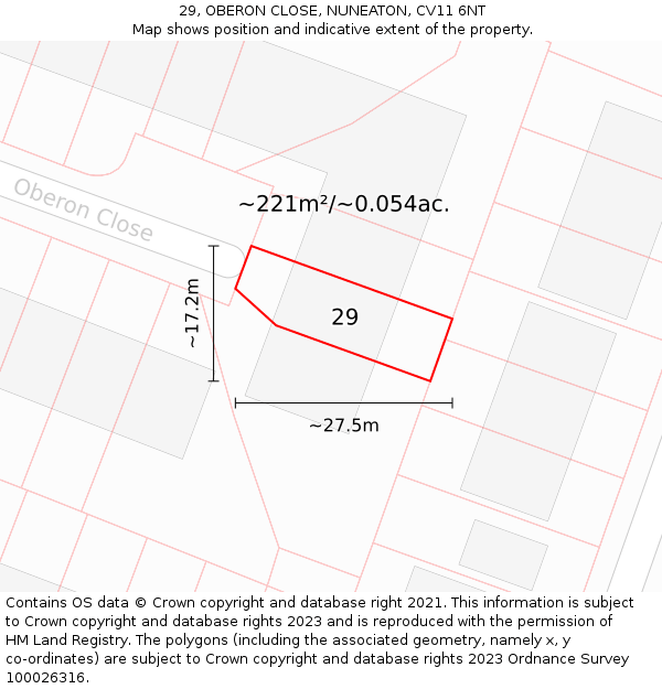 29, OBERON CLOSE, NUNEATON, CV11 6NT: Plot and title map