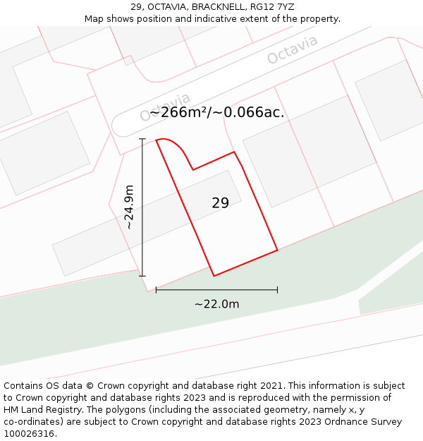 29, OCTAVIA, BRACKNELL, RG12 7YZ: Plot and title map