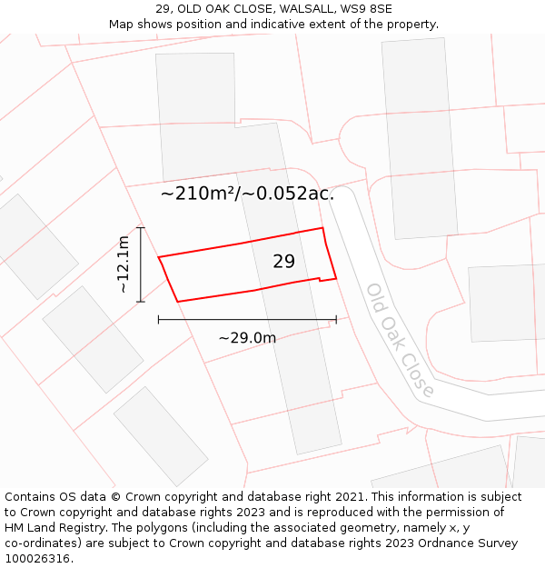 29, OLD OAK CLOSE, WALSALL, WS9 8SE: Plot and title map