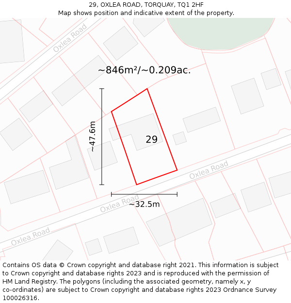 29, OXLEA ROAD, TORQUAY, TQ1 2HF: Plot and title map