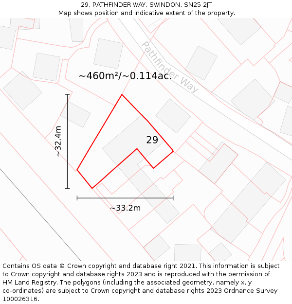 29, PATHFINDER WAY, SWINDON, SN25 2JT: Plot and title map