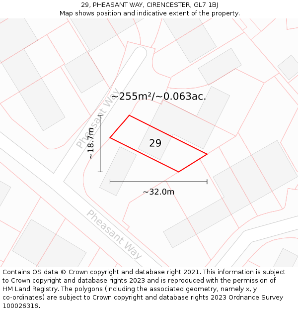 29, PHEASANT WAY, CIRENCESTER, GL7 1BJ: Plot and title map