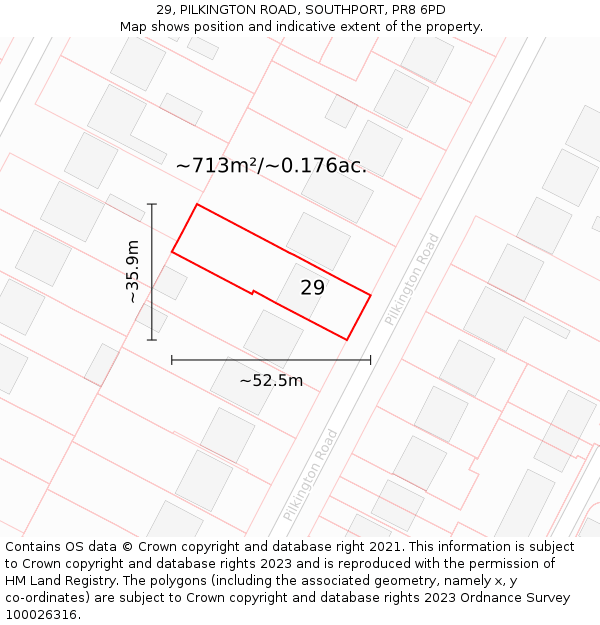 29, PILKINGTON ROAD, SOUTHPORT, PR8 6PD: Plot and title map