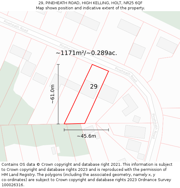 29, PINEHEATH ROAD, HIGH KELLING, HOLT, NR25 6QF: Plot and title map