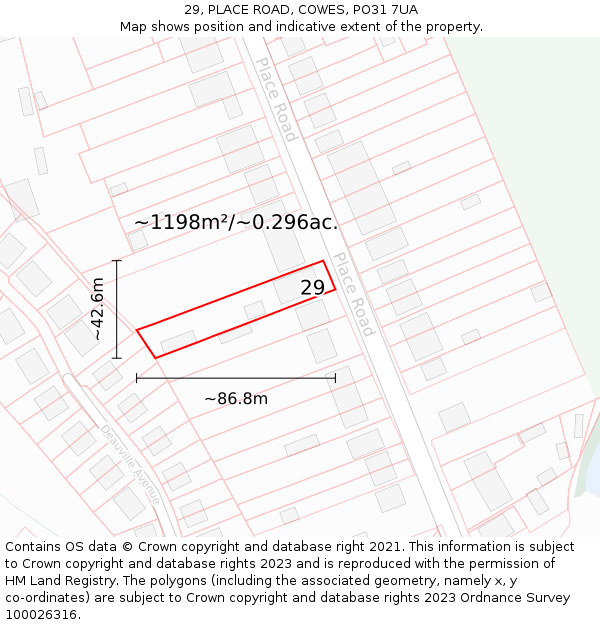 29, PLACE ROAD, COWES, PO31 7UA: Plot and title map