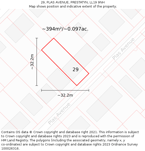 29, PLAS AVENUE, PRESTATYN, LL19 9NH: Plot and title map