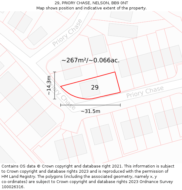 29, PRIORY CHASE, NELSON, BB9 0NT: Plot and title map