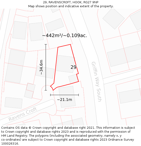 29, RAVENSCROFT, HOOK, RG27 9NP: Plot and title map