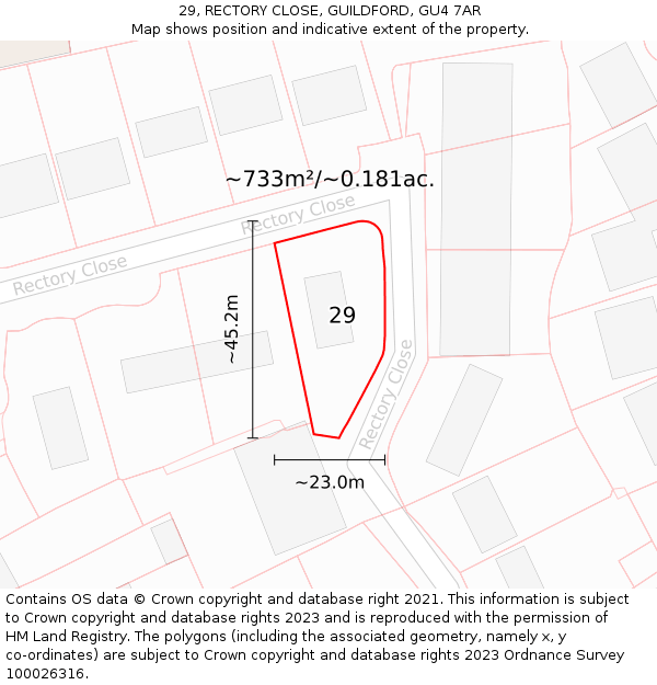 29, RECTORY CLOSE, GUILDFORD, GU4 7AR: Plot and title map