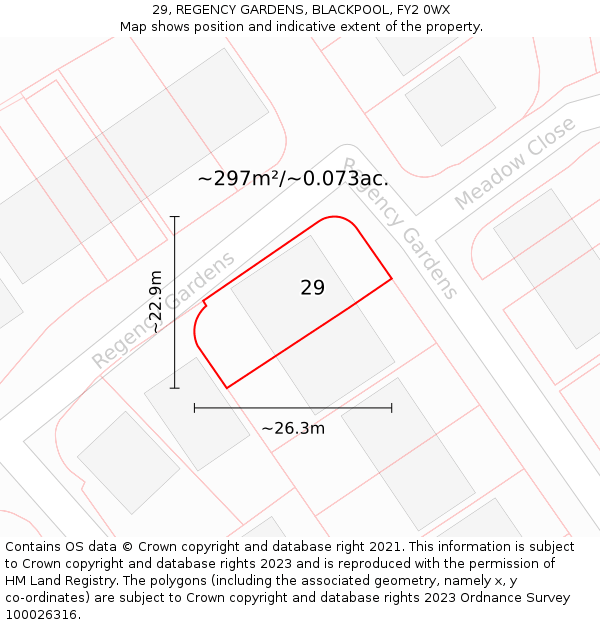 29, REGENCY GARDENS, BLACKPOOL, FY2 0WX: Plot and title map