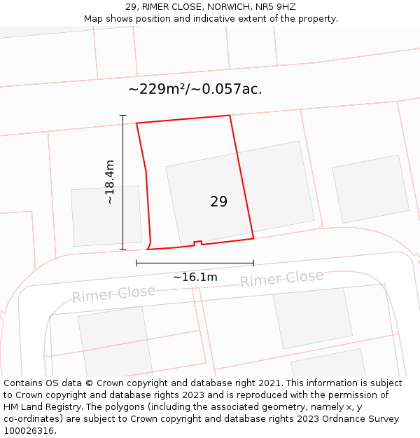 29, RIMER CLOSE, NORWICH, NR5 9HZ: Plot and title map