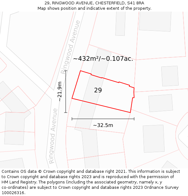 29, RINGWOOD AVENUE, CHESTERFIELD, S41 8RA: Plot and title map