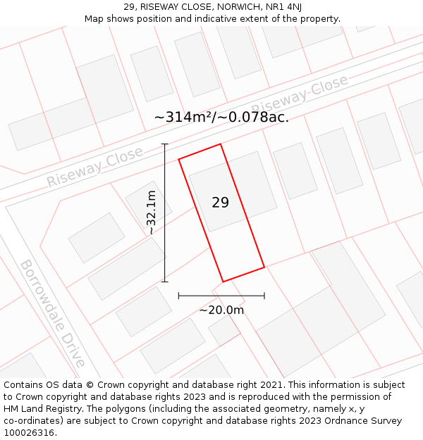 29, RISEWAY CLOSE, NORWICH, NR1 4NJ: Plot and title map