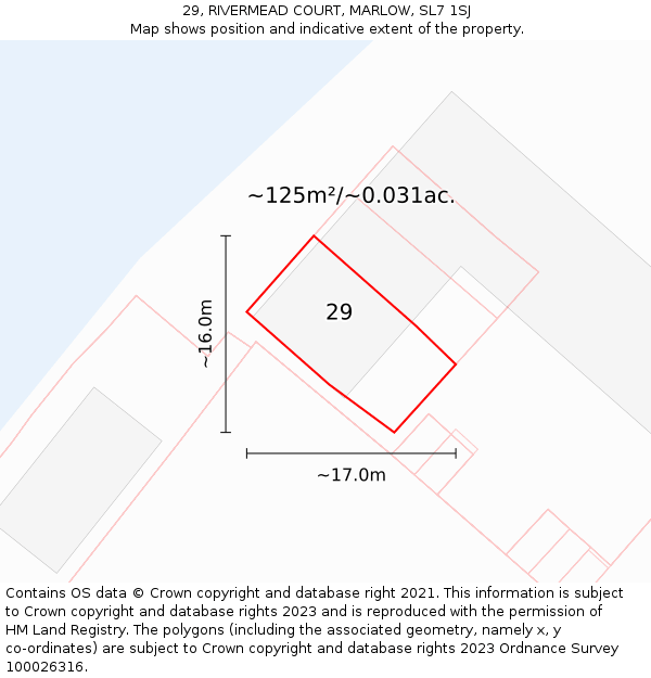 29, RIVERMEAD COURT, MARLOW, SL7 1SJ: Plot and title map