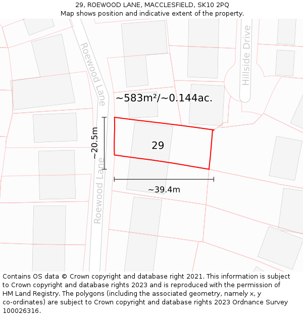 29, ROEWOOD LANE, MACCLESFIELD, SK10 2PQ: Plot and title map