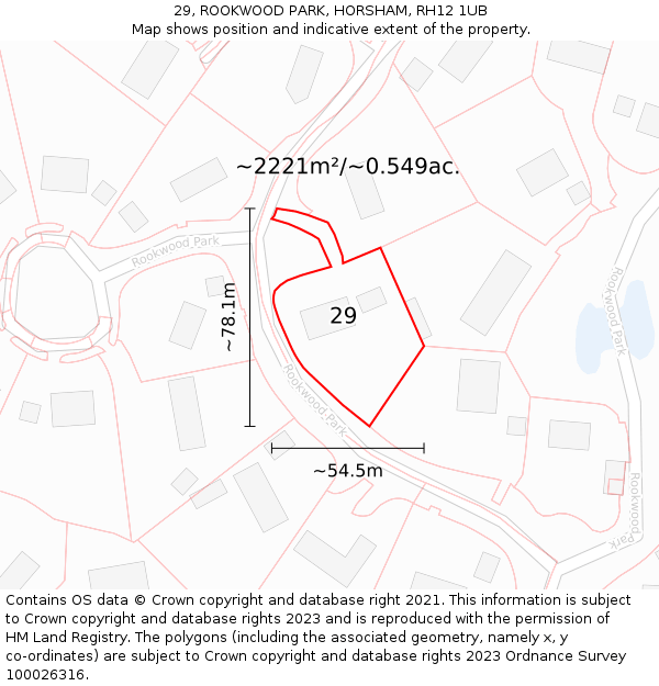 29, ROOKWOOD PARK, HORSHAM, RH12 1UB: Plot and title map