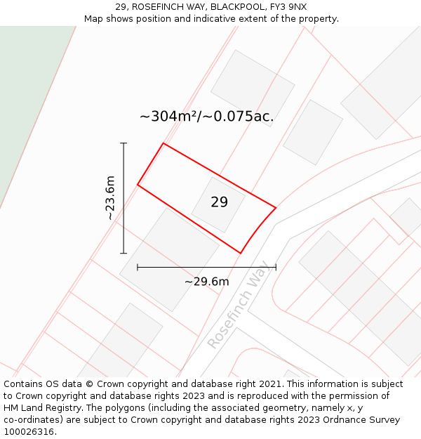 29, ROSEFINCH WAY, BLACKPOOL, FY3 9NX: Plot and title map