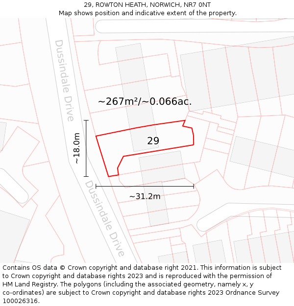 29, ROWTON HEATH, NORWICH, NR7 0NT: Plot and title map