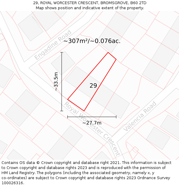 29, ROYAL WORCESTER CRESCENT, BROMSGROVE, B60 2TD: Plot and title map