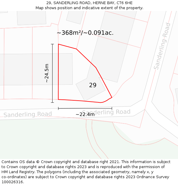 29, SANDERLING ROAD, HERNE BAY, CT6 6HE: Plot and title map