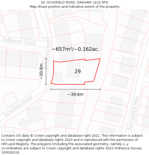 29, SCHOFIELD ROAD, OAKHAM, LE15 6FW: Plot and title map