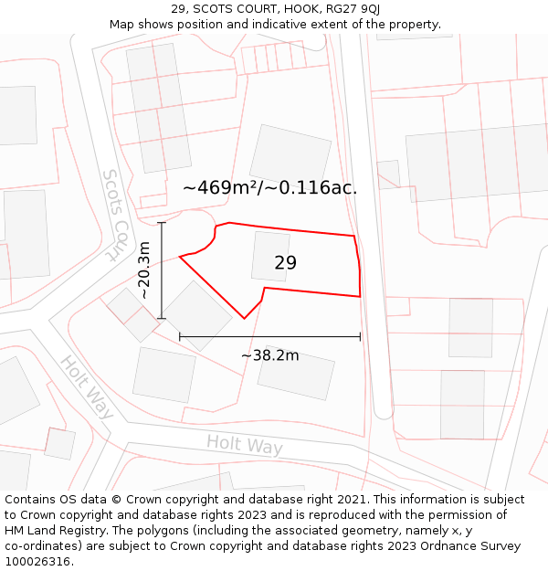 29, SCOTS COURT, HOOK, RG27 9QJ: Plot and title map